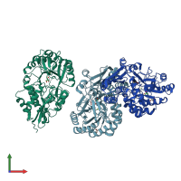 PDB entry 3thu coloured by chain, front view.