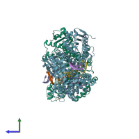 PDB entry 3thv coloured by chain, side view.