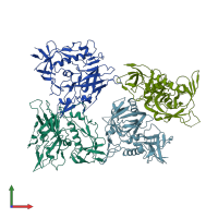 PDB entry 3tih coloured by chain, front view.