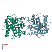 PDB entry 3tim coloured by chain, top view.