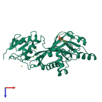 PDB entry 3tin coloured by chain, top view.