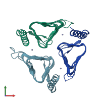 PDB entry 3tis coloured by chain, front view.