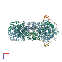 PDB entry 3tj3 coloured by chain, top view.