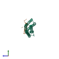 PDB entry 3tj5 coloured by chain, side view.
