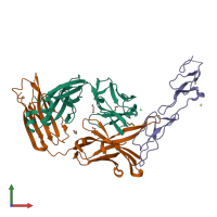 PDB entry 3tje coloured by chain, front view.