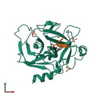 PDB entry 3tju coloured by chain, front view.