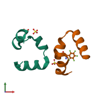 PDB entry 3tjw coloured by chain, front view.