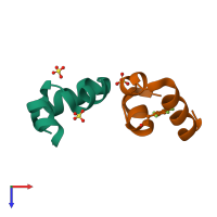 PDB entry 3tjw coloured by chain, top view.