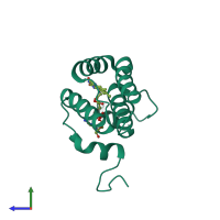 PDB entry 3tk0 coloured by chain, side view.