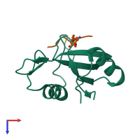 PDB entry 3tl0 coloured by chain, top view.