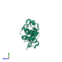 PDB entry 3tl4 coloured by chain, side view.