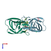 PDB entry 3tl9 coloured by chain, top view.