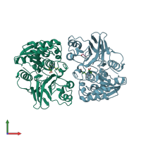 PDB entry 3tle coloured by chain, front view.