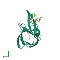 PDB entry 3tlh coloured by chain, side view.
