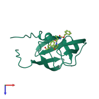 PDB entry 3tlh coloured by chain, top view.