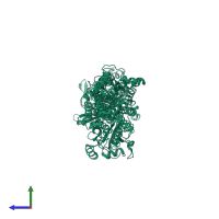 PDB entry 3tlm coloured by chain, side view.