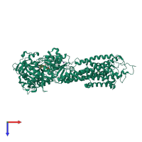 PDB entry 3tlm coloured by chain, top view.