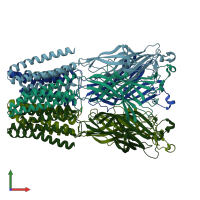 PDB entry 3tlt coloured by chain, front view.