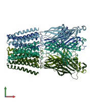PDB entry 3tlv coloured by chain, front view.