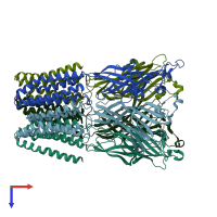 PDB entry 3tlv coloured by chain, top view.