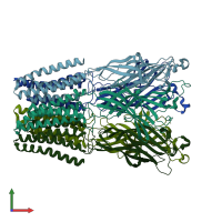 PDB entry 3tlw coloured by chain, front view.