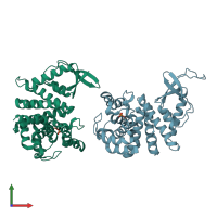 PDB entry 3tmb coloured by chain, front view.