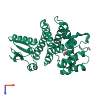 PDB entry 3tmd coloured by chain, top view.