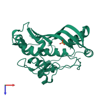 PDB entry 3tms coloured by chain, top view.