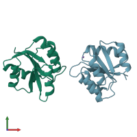 PDB entry 3tmy coloured by chain, front view.