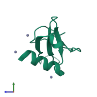 PDB entry 3tn2 coloured by chain, side view.