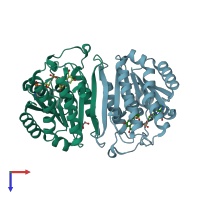 PDB entry 3tn7 coloured by chain, top view.