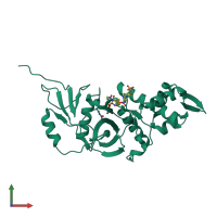 PDB entry 3to6 coloured by chain, front view.