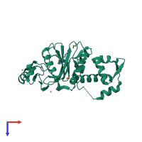 PDB entry 3toa coloured by chain, top view.