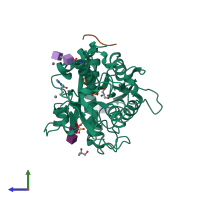 PDB entry 3tod coloured by chain, side view.