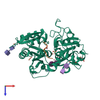 PDB 3tod coloured by chain and viewed from the top.