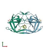 PDB entry 3toh coloured by chain, front view.