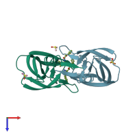 PDB entry 3toh coloured by chain, top view.
