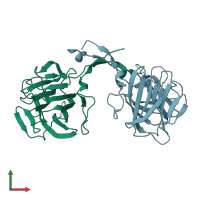 PDB entry 3toj coloured by chain, front view.