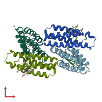 PDB entry 3tol coloured by chain, front view.