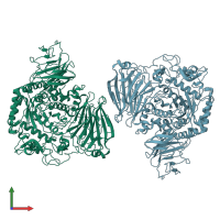 PDB entry 3ton coloured by chain, front view.