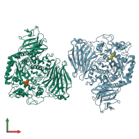 PDB entry 3top coloured by chain, front view.
