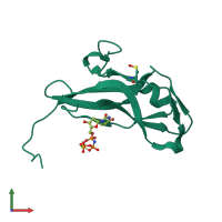 PDB entry 3tp1 coloured by chain, front view.