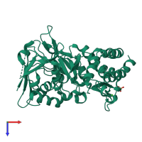 PDB entry 3tpd coloured by chain, top view.