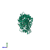 PDB entry 3tpm coloured by chain, side view.