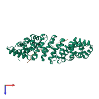 PDB entry 3tpm coloured by chain, top view.