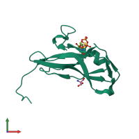 PDB entry 3tps coloured by chain, front view.