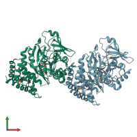 PDB entry 3tpt coloured by chain, front view.