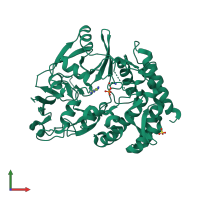 PDB entry 3tpv coloured by chain, front view.