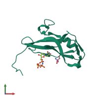 PDB entry 3tpw coloured by chain, front view.