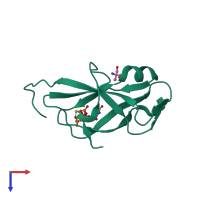 PDB entry 3tpw coloured by chain, top view.